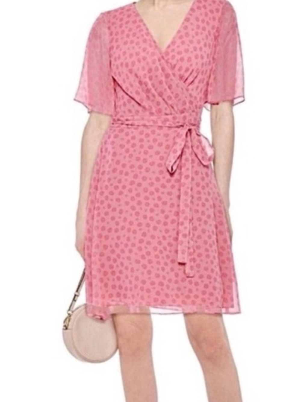 Diane Von Furstenberg Pink Polka Dot Wrap Mini Dress Sz.8 #47